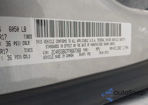 2015 Dodge Grand Caravan Se z USA, uszkodzony, nr VIN 2C4RDGBG7FR667368